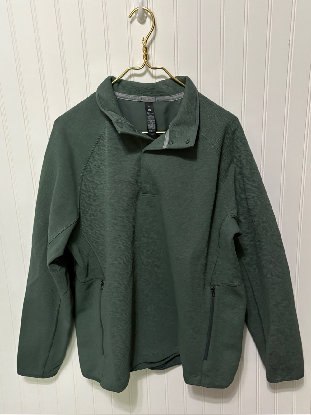 LULULEMON Green Textured Spacer Anorak Pullover Snap Jacket Mens Size Large NWOT
